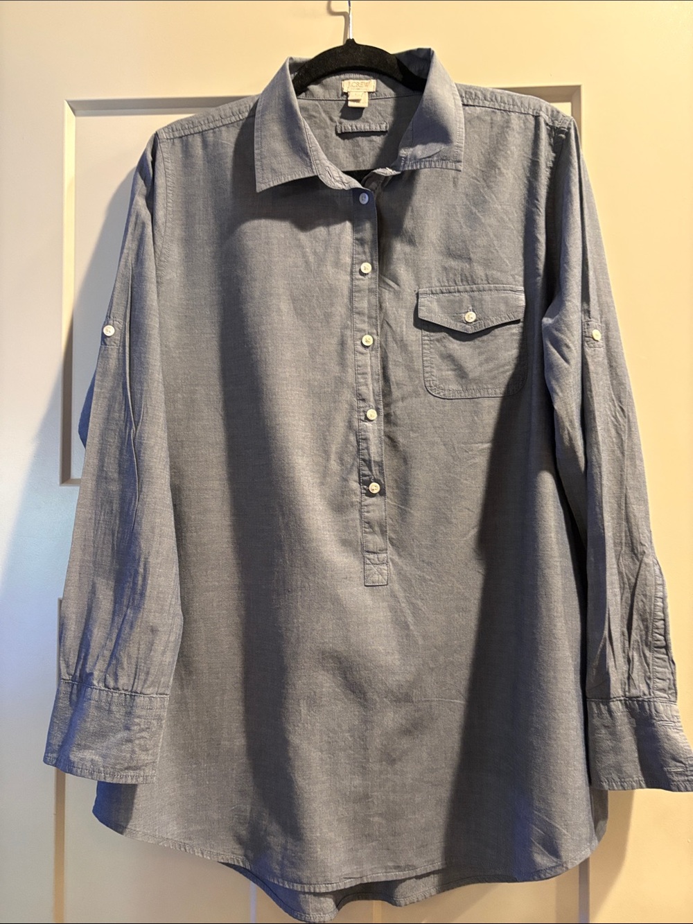 J. Crew Light Blue Long-Sleeve Shirt - Soft, cool cotton - Large - Classic